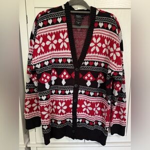 Thorn & Fable Mushroom Heart Fair Isle Cardigan Sweater Cottagecore Fairycore L